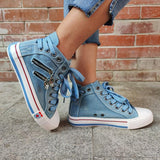 Women's Lace-up High-Top Denim Canvas Sneakers
