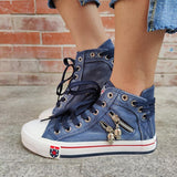 Women's Lace-up High-Top Denim Canvas Sneakers