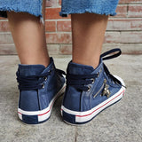 Women's Lace-up High-Top Denim Canvas Sneakers