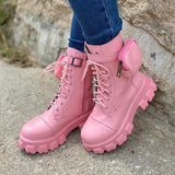 Women's Chic Strap Wallet Platform Martin Boots Ankle Boots