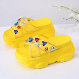 Transparent Cross Big Rhinestones Bear Trifle Bottom Women Sandals