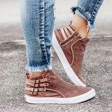 Women's Casual Canvas High-Top Sneakers With Side Zipper