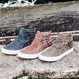 Women's Casual Canvas High-Top Sneakers With Side Zipper