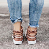 Women's Casual Canvas High-Top Sneakers With Side Zipper