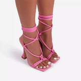 Women Summer Ankle Strap Sandals Thin High Heels Party Shoes