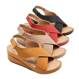 2021 SummerSandals Women's Wedge Heel Thick-soled Velcro Hollow
