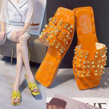 Women's Soft Sandals With Flat Fish Mouth Rivets