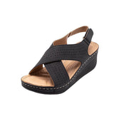 2021 SummerSandals Women's Wedge Heel Thick-soled Velcro Hollow