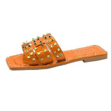 Women's Soft Sandals With Flat Fish Mouth Rivets