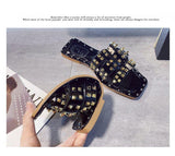 Women's Soft Sandals With Flat Fish Mouth Rivets