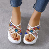 Transparent Cross Big Rhinestones Bear Trifle Bottom Women Sandals