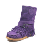 Folk Style Tassel Flat Cotton Boots