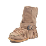 Folk Style Tassel Flat Cotton Boots
