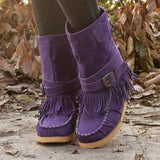 Folk Style Tassel Flat Cotton Boots