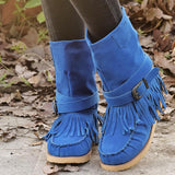 Folk Style Tassel Flat Cotton Boots