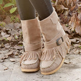 Folk Style Tassel Flat Cotton Boots