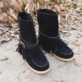 Folk Style Tassel Flat Cotton Boots