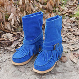 Folk Style Tassel Flat Cotton Boots