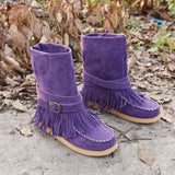 Folk Style Tassel Flat Cotton Boots