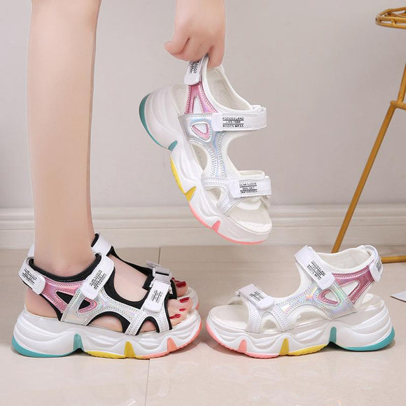 New Rainbow Bottom Velcro Sports Sandals Beach Shoes