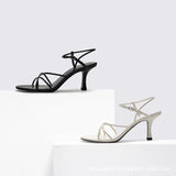 Fashion All-match Women's Retro Strappy High Heel Sandals