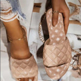 Women's PU Solid Color Flat Sandals Slippers