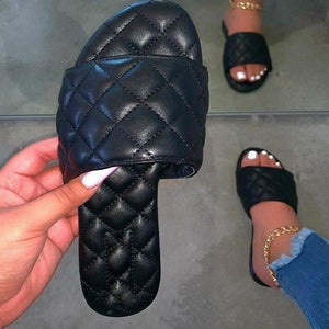 Women's PU Solid Color Flat Sandals Slippers