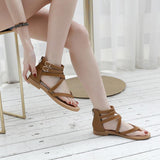 Summer Women's Fashion Zipper Solid Color Roman Sandals