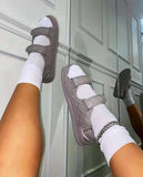 Mid-heel Soft-soled Velcro Sandals Women Beach Sandals