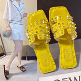 Women's Soft Sandals With Flat Fish Mouth Rivets