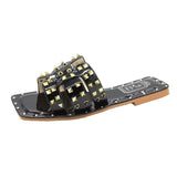 Women's Soft Sandals With Flat Fish Mouth Rivets