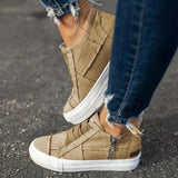 Women's Elastic Slid-on Canvas High-top Flat Sneaker