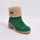 Women's Warm Solid Color Suede Chunky Ankle Snow Boot