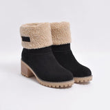 Women's Warm Solid Color Suede Chunky Ankle Snow Boot
