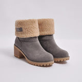 Women's Warm Solid Color Suede Chunky Ankle Snow Boot