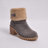 Women's Warm Solid Color Suede Chunky Ankle Snow Boot