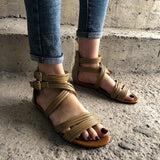Roma Flat Wedge Heel Woven Buckle Back Zip Sandals