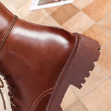 Women's Velvet Lace-up Chunky Heel Ankle Boots