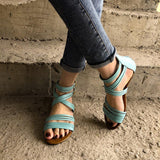 Roma Flat Wedge Heel Woven Buckle Back Zip Sandals