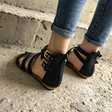 Roma Flat Wedge Heel Woven Buckle Back Zip Sandals