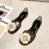 Summer Beach Shoes Fat Transparent Candy Color Flower Sandals