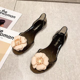 Summer Beach Shoes Fat Transparent Candy Color Flower Sandals