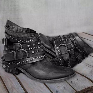 Women's Retro Rivet Chain Martin Boots