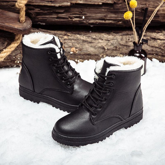 Women's Warm Leather Winter Snow Boots