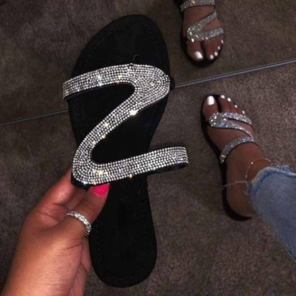 Women's Rhinestone Summer Flat Sandals