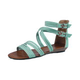Roma Flat Wedge Heel Woven Buckle Back Zip Sandals