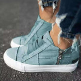 Women's Elastic Slid-on Canvas High-top Flat Sneaker