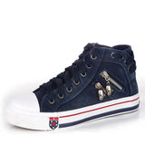 Women's Lace-up High-Top Denim Canvas Sneakers