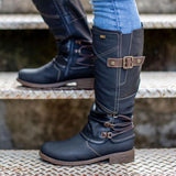 Women's Comfy Vintage Leather Zipper High Boots Snow Boots
