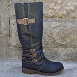 Women's Comfy Vintage Leather Zipper High Boots Snow Boots